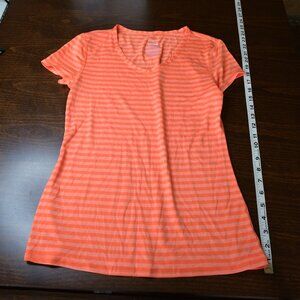 DANSKIN Now Semi-Fitted Childs Orange Active Short Sleeve Shirt Size S 4-6